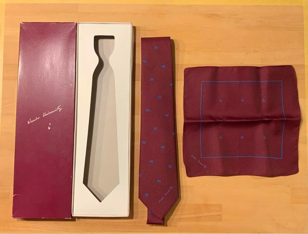 早稲田大学 Waseda ネクタイ チーフ付き 早稲田ラグビー ネクタイ